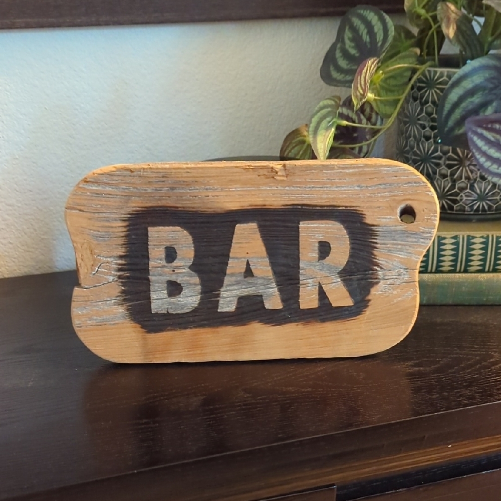 Rustic Wooden Bar Sign
